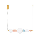 Triac Dimmable Glossy Brushed Gold Metal Pink, Blue & Orange Ceramic Opal Glass LED 28Watt 220-240Volt 1680Lm IP20 3000K L:89 W:20 H:230 cm
