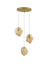 Amber Glass Brass Gold Metal LED E14 3x5 Watt 100-240 Volt IP20 Bulb Excluded D: 40 H: 120 cm