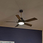 56" Guardian 5 Blade LED Indoor Ceiling Fan Satin Black люстра-вентилятор 330057SBK Kichler — фото 1