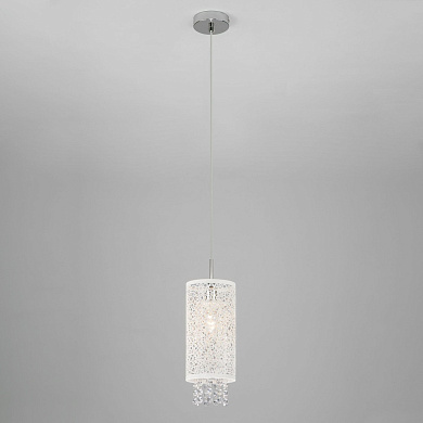 подвесной светильник с цилиндрическим стеклянным плафоном из хрусталя