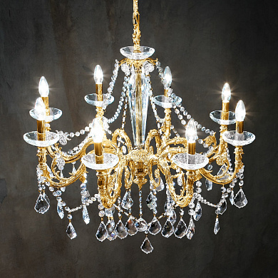 Kolarz CONTARINI CRYSTAL 1299.88.15.SpT люстра французское золото ø85cm высота 76cm мин. высота 99cm макс. высота 144cm 8 ламп e14
