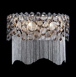 HAUBERK AP2 Crystal Lux HAUBERK двухламповое настенное бра с хрустальными подвесками и металлической рамой