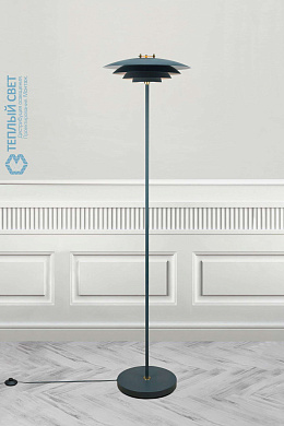 торшер серый с дисковым плафоном