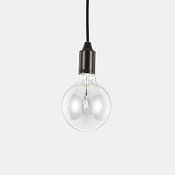 113319 Ideal lux Edison подвесной светильник с прозрачной лампой на чёрном патроне