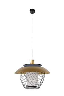 подвесной светильник с решётчатым плафоном и металлической крышкой