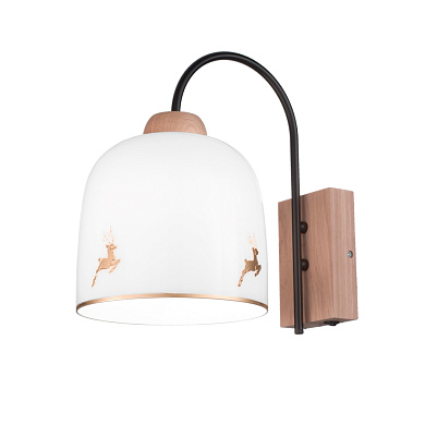 настенный светильник бра с куполообразным плафоном белый с золотыми элементами