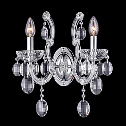 HOLLYWOOD AP2 CHROME Crystal Lux HOLLYWOOD настенное бра с хрустальными элементами и изогнутыми рожками в хроме
