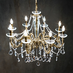 Kolarz CONTARINI CRYSTAL 1299.88.4.SpT люстра состаренная латунь ø85cm высота 76cm мин. высота 99cm макс. высота 144cm 8 ламп e14