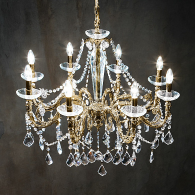 Kolarz CONTARINI CRYSTAL 1299.88.4.SpT люстра состаренная латунь ø85cm высота 76cm мин. высота 99cm макс. высота 144cm 8 ламп e14