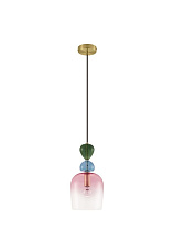 Glossy Dark Green, Blue Gray & Pink Glass Sandy Gold Metal LED E14 1x5 Watt 100-240Vol IP20 Bulb Excluded D: 15.7 H: 185.5 cm