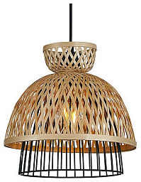 A7070SP-1BK Arte Lamp Woodstock подвесной светильник из ротанга с купольным абажуром