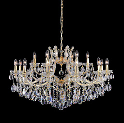 HOLLYWOOD SP12+6 GOLD Crystal Lux HOLLYWOOD многоярусная люстра с хрустальными подвесами и позолоченной арматурой
