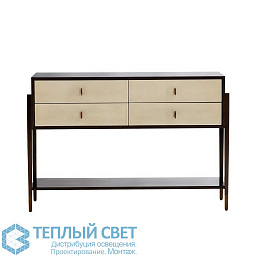 5701 Arteriors Nora комод с двумя ящиками и светлой отделкой на чёрных ножках