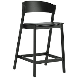33244-BLCK_BLCK Muuto Cover барный стул черный кожаный со спинкой 65 см