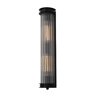 Бра Favourite Trompa 4093-2W — чёрное бра на две лампы с рифлёными стеклянными плафонами