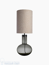 настольная лампа с тёмным стеклянным основанием и белым абажуром