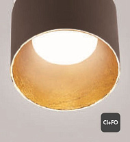 KONE CEILING LAMP DIA 70MM BLACK + GOLD LEAF 3000K