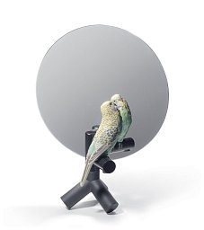 01007849 Lladro The Parrot Party настольное зеркало с фарфоровым попугаем