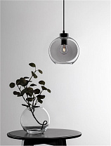Smokey Glass Black Metal Base LED E27 1x12 Watt 100-240 Volt IP20 Bulb Excluded D: 20 H: 220 cm