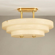 CL0281.BR.ES Stockbridge Alabaster Semi-Flush Ceiling Light, Brass