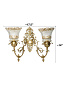 Ornate Brass &amp; Cut Glass Double Wall Sconce бра FOS Lighting JalAntq-JaipurGhanti-WL2