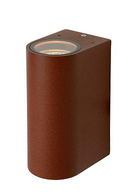 уличный настенный светильник цилиндрической формы коричневого цвета