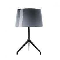 Lumi&egrave;re XXS - Lampe de table/pied chromé ; abat-jour gris