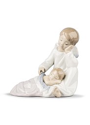 Фарфоровая статуэтка ангела с младенцем My Guardian Angel Lladro, розовая 01008549