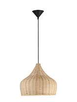 Natural Rattan Black Fabric Wire & Base LED E27 1x12 Watt 100-240 Volt IP20 Bulb Excluded D: 38.5 H: 250 cm