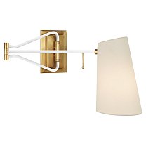 Keil Swing Arm Wall Light полированная старая латунь и белый цвет с льняным абажуром
