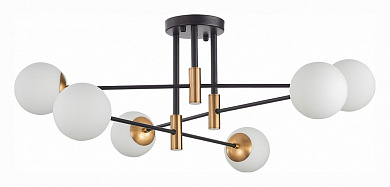 потолочный светильник с шестью плафонами, черный и бронзовый