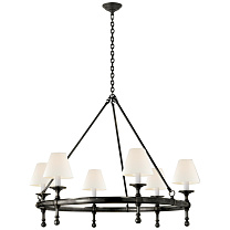 Classic Ring Chandelier бронза с льняными абажурами