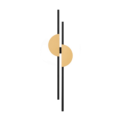 настенный светильник черного цвета с вертикальной композицией и золотыми акцентами