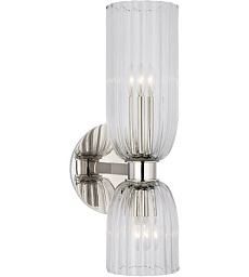 ARN2500PN-CG Visual Comfort Asalea настенный светильник для ванной с рифленым стеклянным плафоном и никелевым основанием