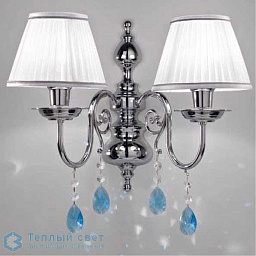 4085/2AP Cremasco Crystal двухрожковое настенное бра с хрустальными элементами и тканевыми абажурами