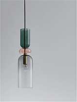 Glossy Dark Green, Pink & Light Gray Glass Sandy Gold Metal LED E14 1x5 Watt 100-240Volt IP20 Bulb Excluded D: 10.8 H: 198 cm