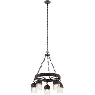 Grainger 24.37" 5 Light Chandelier Weathered Zinc Clear Water Glass люстра 82336 Kichler