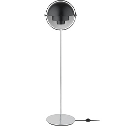 10062688 GUBI Multi-Lite напольный светильник с двойным плафоном из хрома и чёрного металла