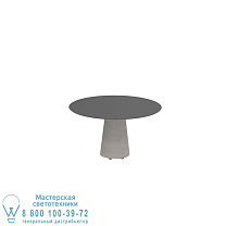 СТОЛ CONIX КРУГЛЫЙ Ø 120 СМ НИЗКАЯ ОБЕДЕННАЯ МАЛЕНЬКАЯ НОЖКА БЕТОН ЦЕМЕНТ СЕРЫЙ - СТОЛЕШНИЦА КЕРАМИЧЕСКАЯ ЧЕРНАЯ Royal Botania