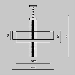 MOD151PL-05G Maytoni Impressive подвесной светильник прямоугольной формы с вертикальными элементами из золота