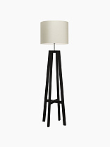 Торшер Heathfield Tripod — Венге; Хромовая; Льняная ткань цвета «устричная глазурь», белая подкладка