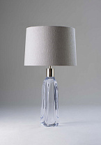 Clear with Aged Brass with 14 Drum in Ghost Silk Linen with Cream Card lining