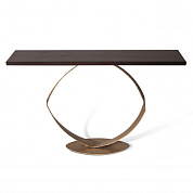 O Console Table French Brass with Dark Fumed Oak top Porta Romana