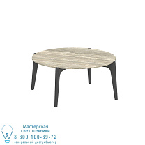 СТОЛИК TEA TIME Ø 75CM H40 АНТРАЦИТОВЫЙ КЕРАМИЧЕСКИЙ ТРАВЕРТИН Royal Botania
