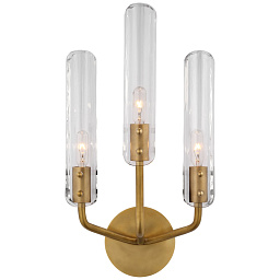 ARN2483PN-CG Visual Comfort Casoria настенное трёхламповое бра с прозрачными цилиндрическими стеклянными плафонами