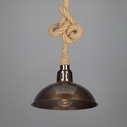 MLBP053 Mullan Lighting Tahiti одноламповый уличный подвесной светильник с джутовым канатом и латунным купольным плафоном