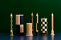 AB361-D784 Hay Набор из 4 свечей Pattern Candles, кремовый / тёмный — фото 2