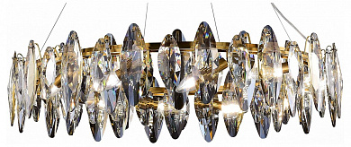 подвесной светильник с кольцевым каркасом и кристаллическими элементами