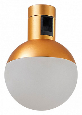 потолочный спот с круглым матовым плафоном и золотым корпусом для магнитного трека 48V