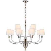 Vivian Large Two-Tier Chandelier полированный никель с льняными абажурами